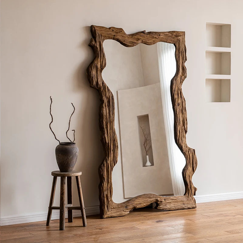 miroir moderne de luxe sur pied en bois décoratif pour la maison