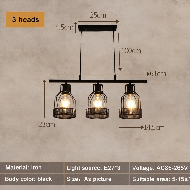 lustre loft rétro style industriel 3 4 5 têtes suspension