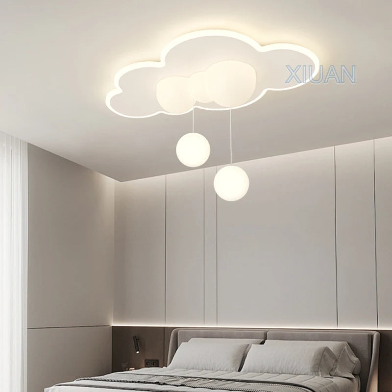 Minimalist Children's Room Ceiling Lamps Hanging Ball Bubble Droplight White Cloud Bedroom Chandelier Light Living Room Indoor