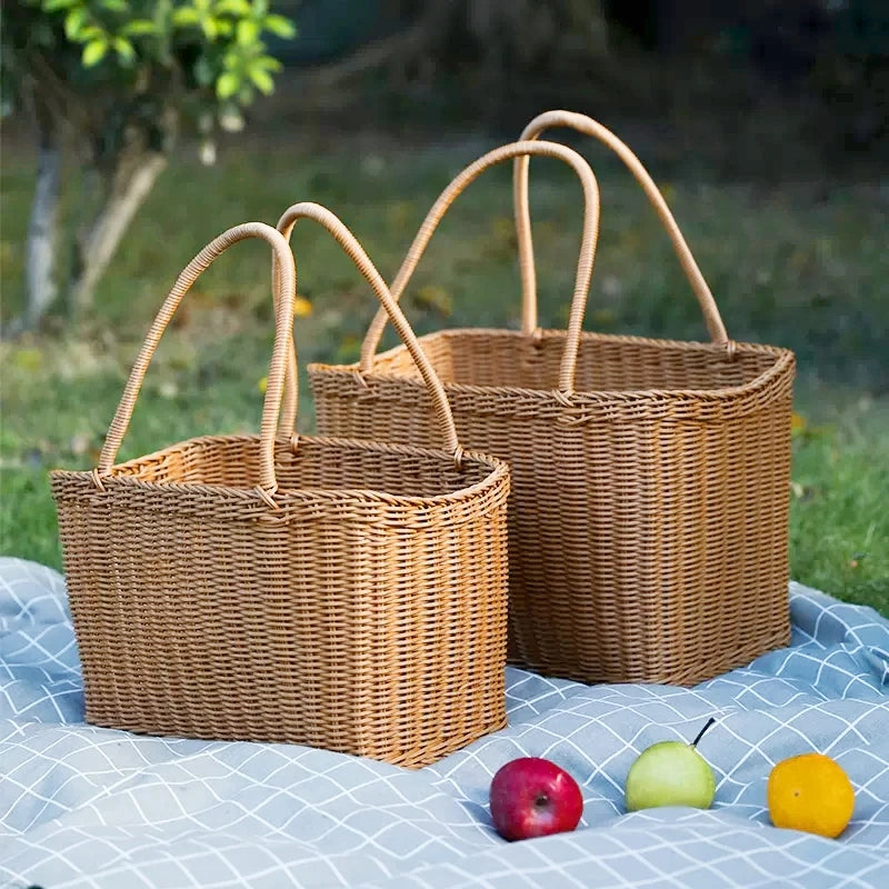 panier de pique-nique en osier pour rangement et courses