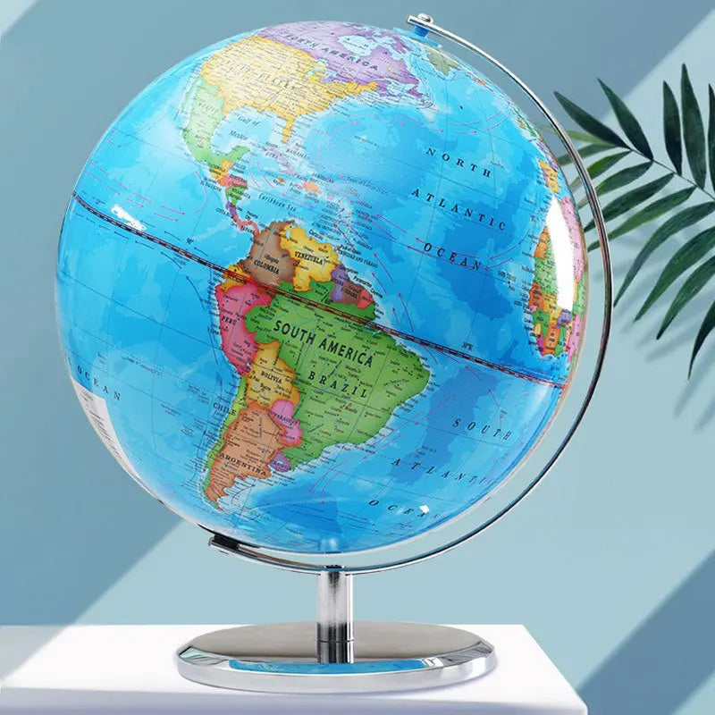 globe terrestre lumineux avec carte du monde éducative