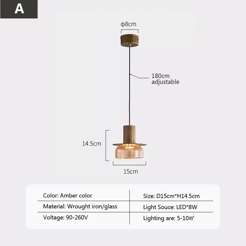 suspension led rétro en verre pour éclairage moderne et ambiance élégante