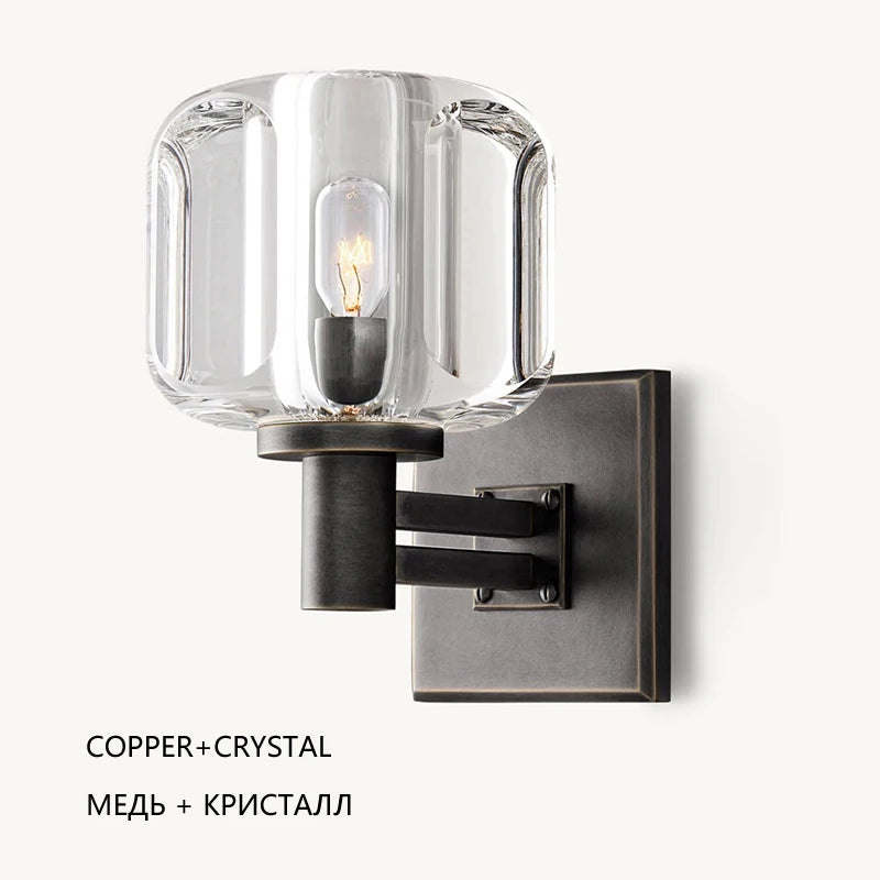 rh demaret applique cuivre cristal éclairage foyer toilettes lampes