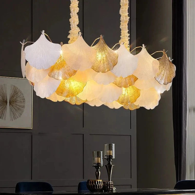 suspension moderne en verre ginkgo pour éclairage intérieur décoratif