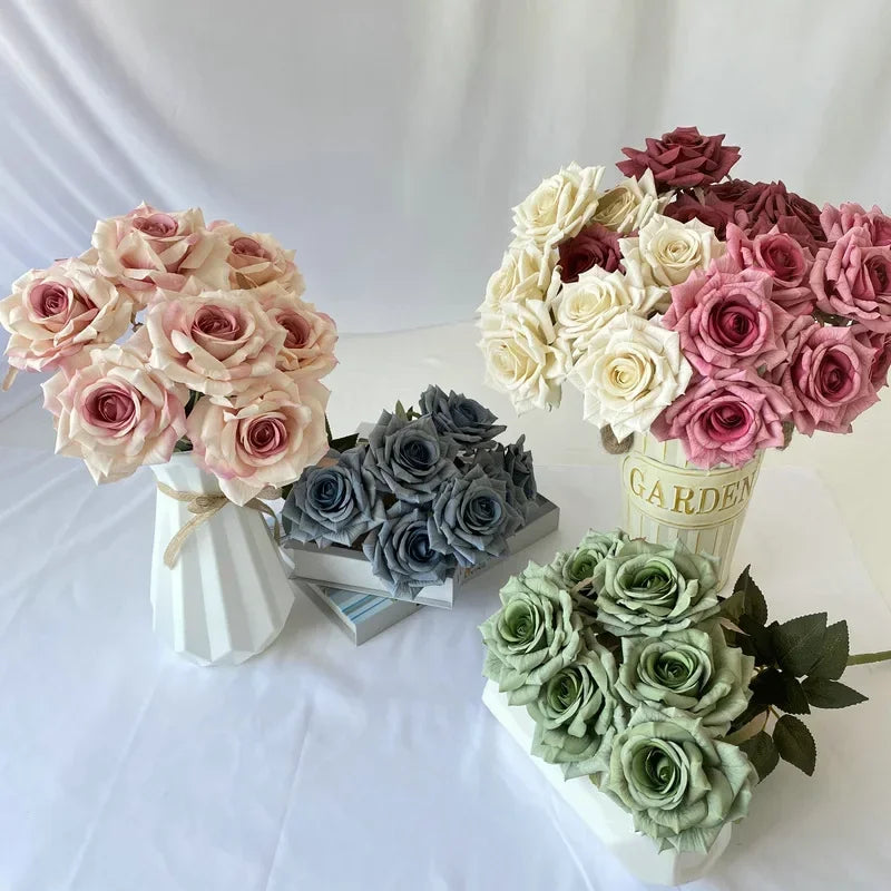 bouquet de roses artificielles en soie pour décoration intérieure