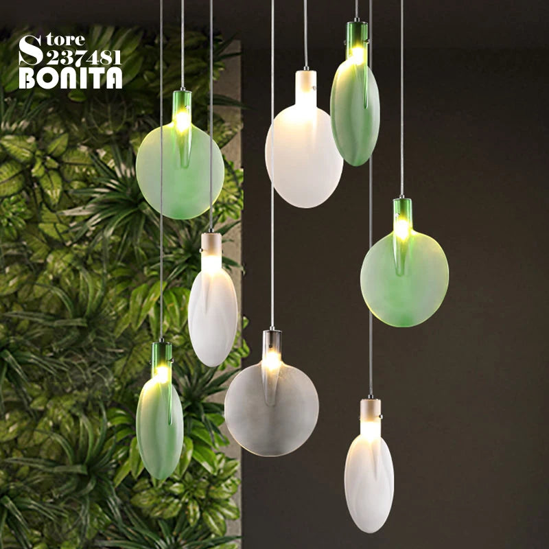 suspension en verre abat-jour raquette tennis design moderne lumineux