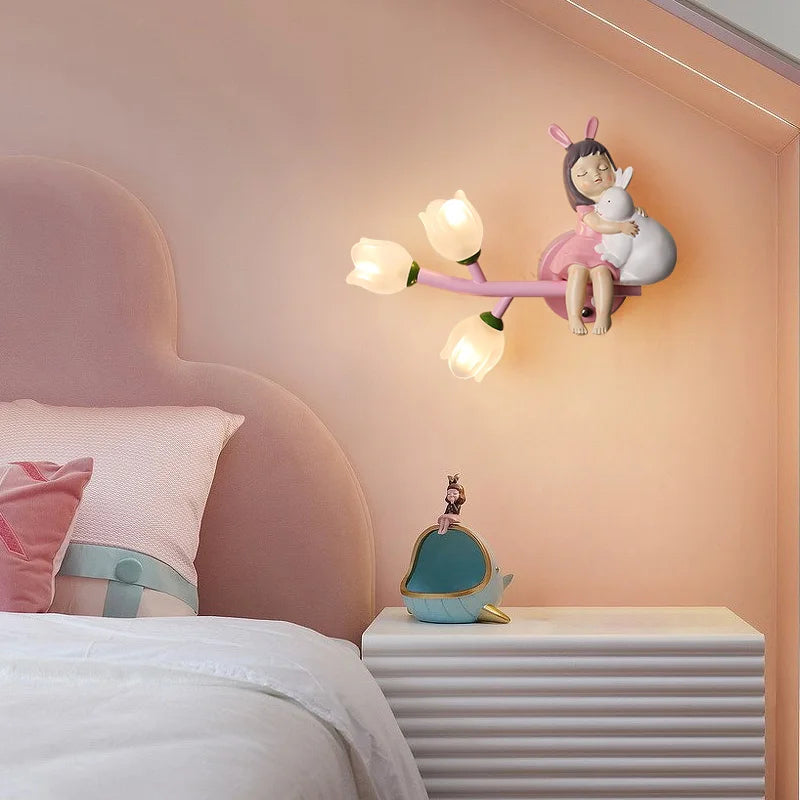 applique murale rechargeable en résine pour chambre d'enfant décorative