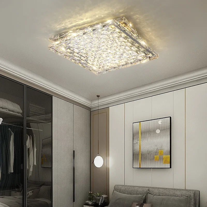 plafonnier led carré en cristal luxe pour décoration intérieure