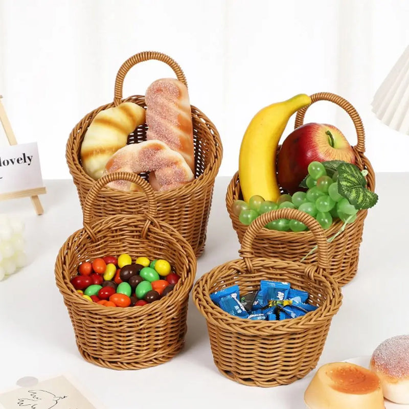 panier de rangement en rotin tissé à la main pour fruits légumes et fleurs