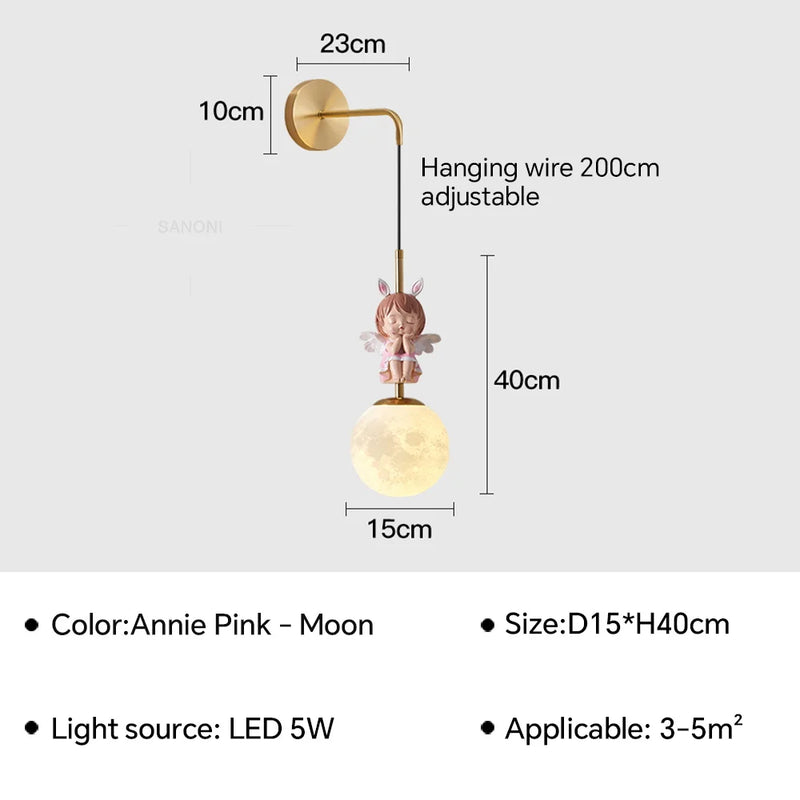 applique murale led design lune et planète pour décoration intérieure