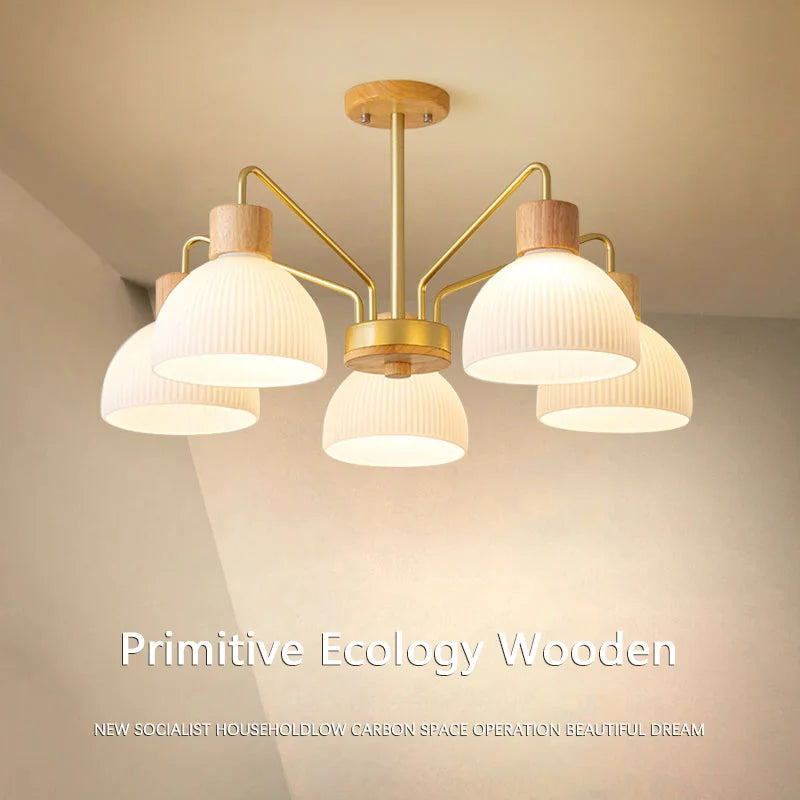 lustre en bois moderne pour décoration intérieure élégante et contemporaine