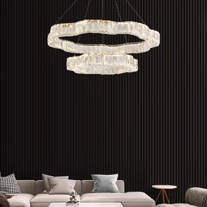 lustre moderne en cristal avec éclairage led design élégant