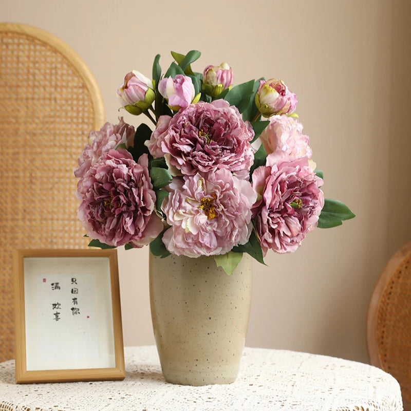 bouquet de pivoines artificielles en soie pour mariage et décoration intérieure