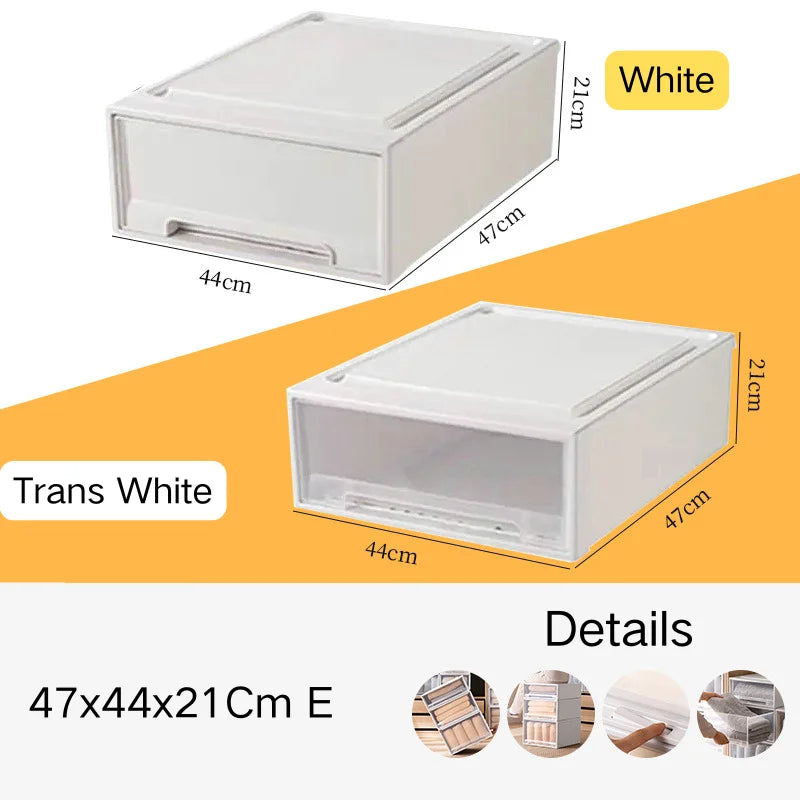 tiroirs empilables en plastique transparent pour rangement pratique