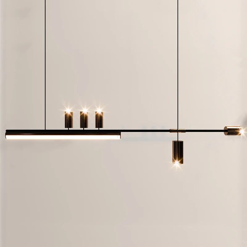 2024 Modern minimalist dining room chandelier high level slotted bar counter kitchen interior decorative lighting