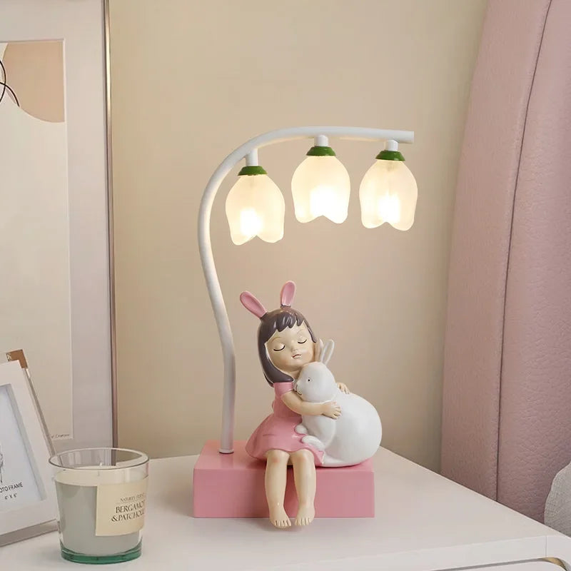 lampe de bureau pour enfants dessin animé lapin princesse mignon