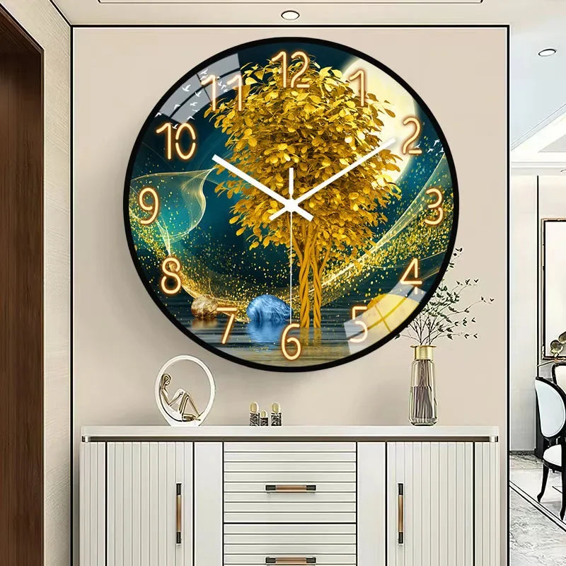 horloge murale en verre design moderne style chinois créatif et muet