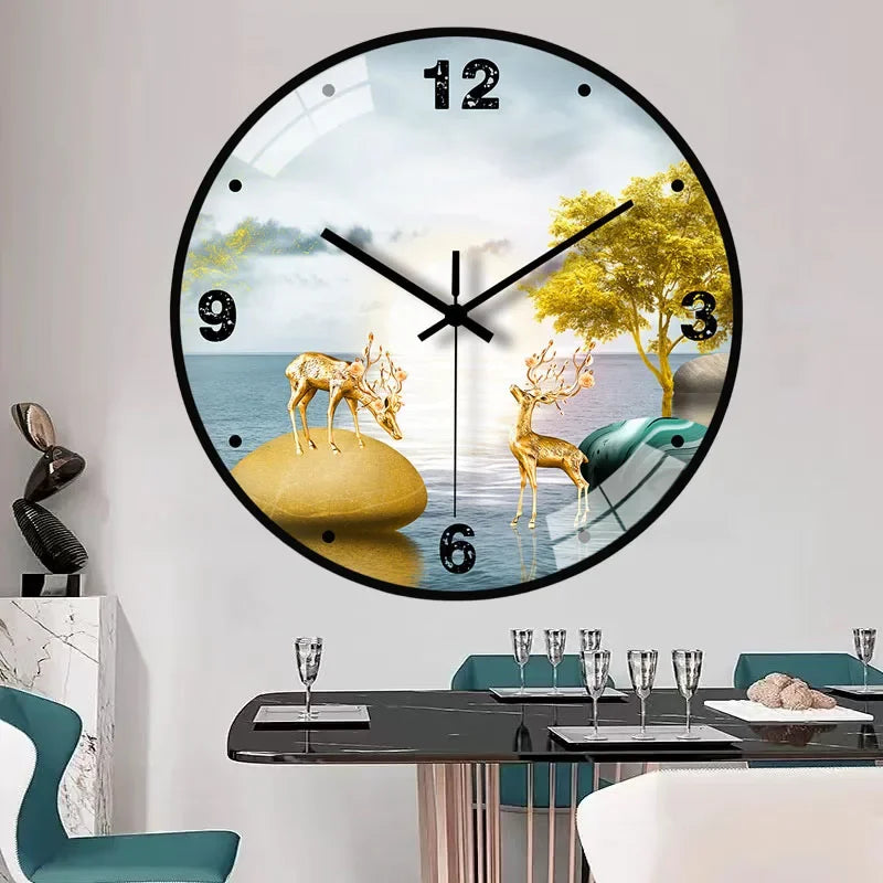 horloge murale en verre design moderne style chinois créatif et muet