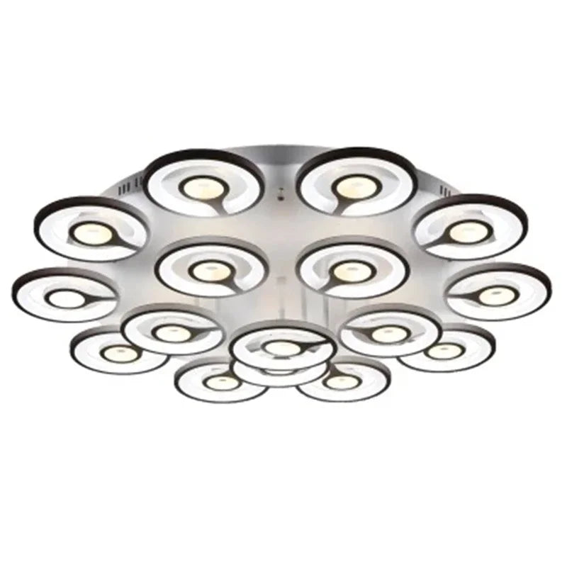 European New Multiple Heads Acrylic Led Ceiling Lamp For Bedroom Dining Room Round Iron Decoration Lighting chandeliers