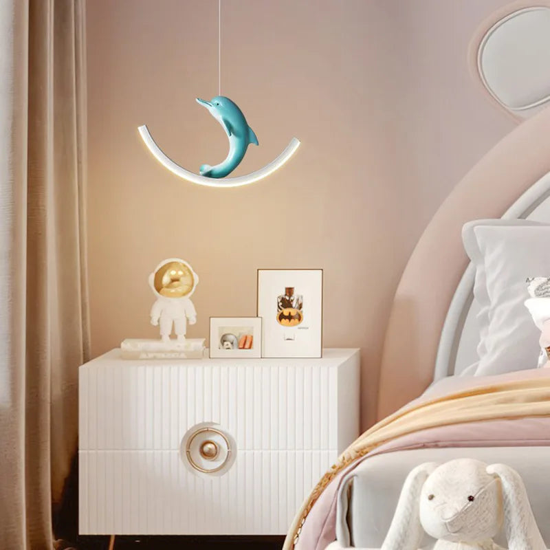 suspension led enfant motif dauphin et ours