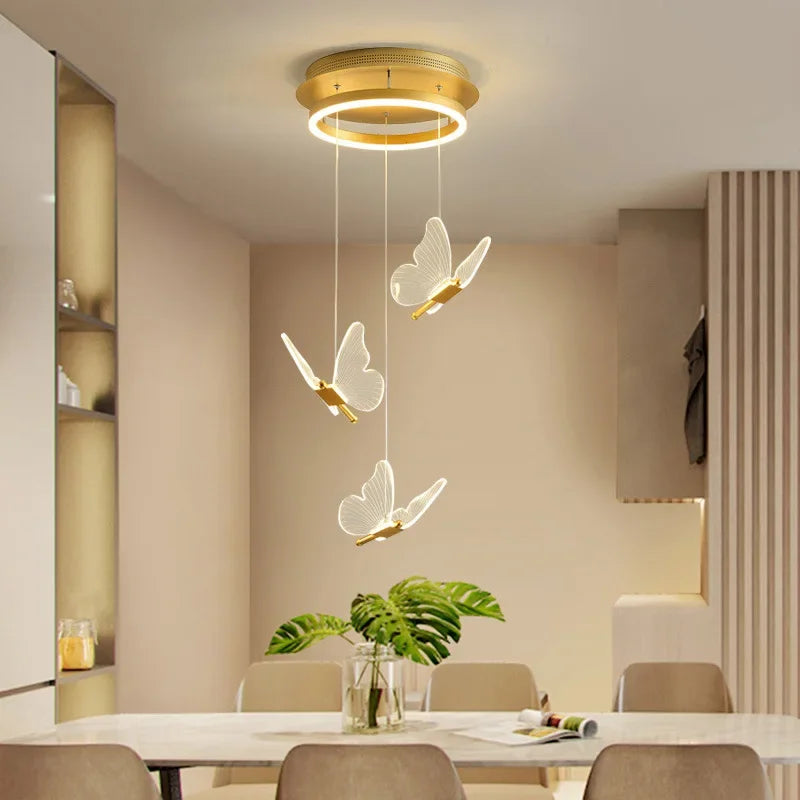 lustre papillon transparent design nordique suspension led