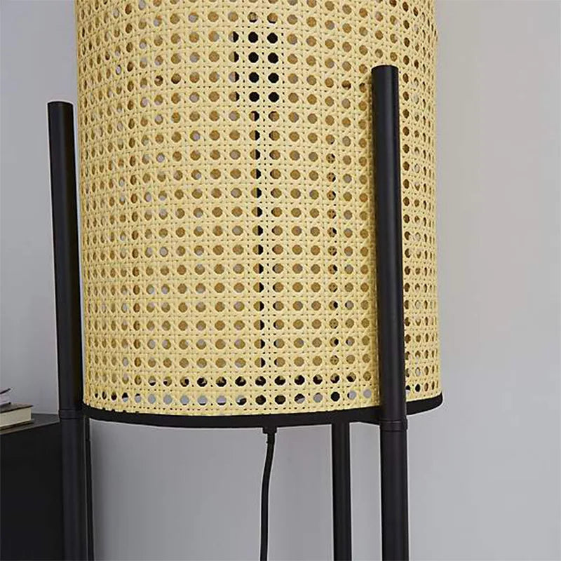 lampadaire japonais led en bambou et rotin décoratif moderne