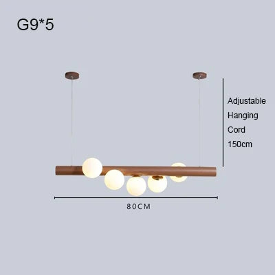 lustre moderne en verre et bois de noyer pour intérieur