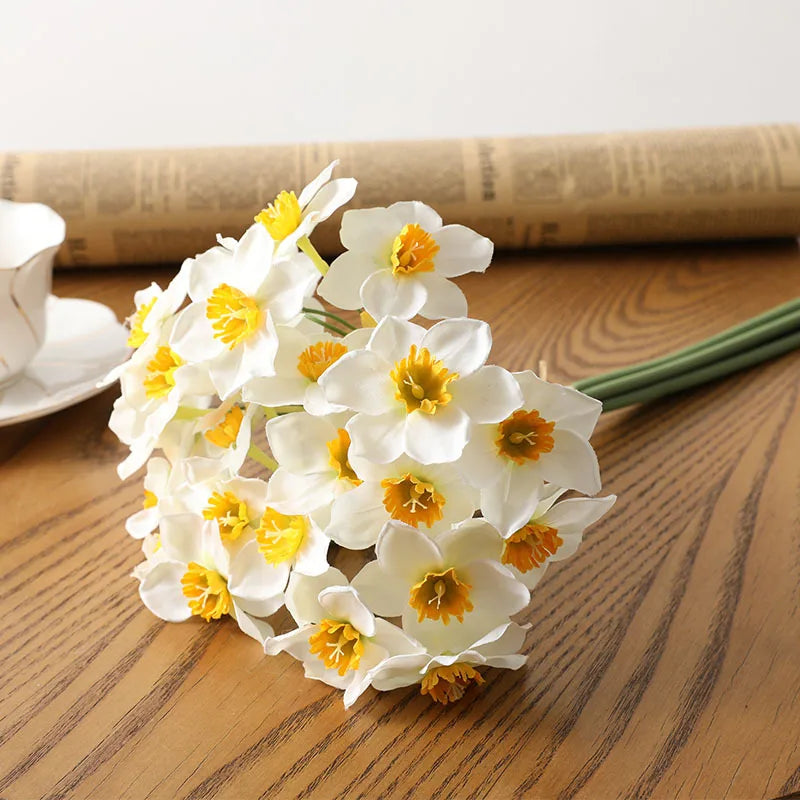 lot de 6 bouquets de fleurs narcisses artificielles pour toutes décorations