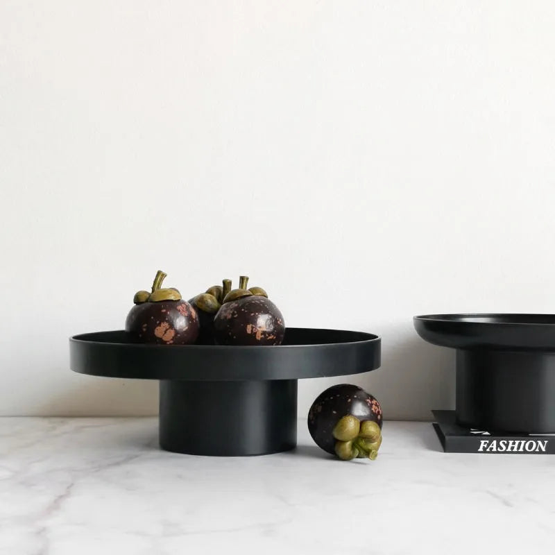 plateau de rangement décoratif rond pour fruits et cosmétiques