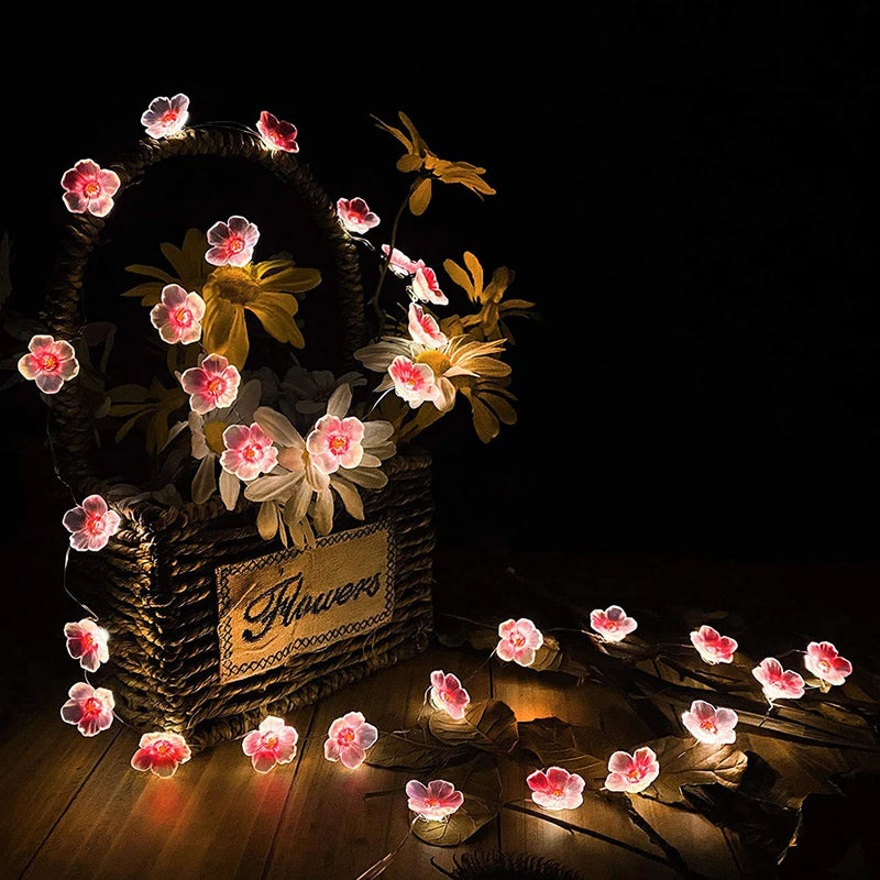 guirlande lumineuse 30 led cerisier rose pour décoration extérieure