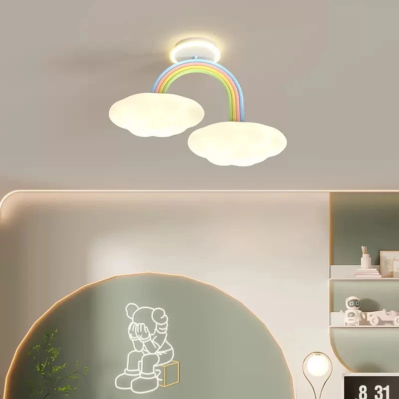 plafonnier LED nuage arc-en-ciel pour chambre enfant