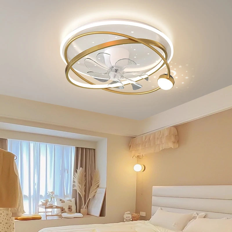 lustre moderne avec lumières et ventilateur intelligent pour intérieur