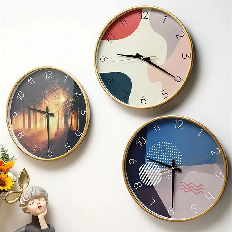 horloge murale en verre pour décoration intérieure ronde