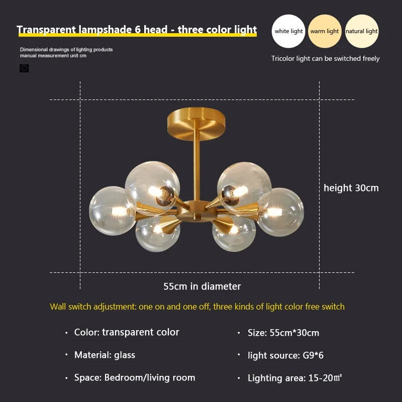 lustre nordique en verre blanc pour éclairage intérieur