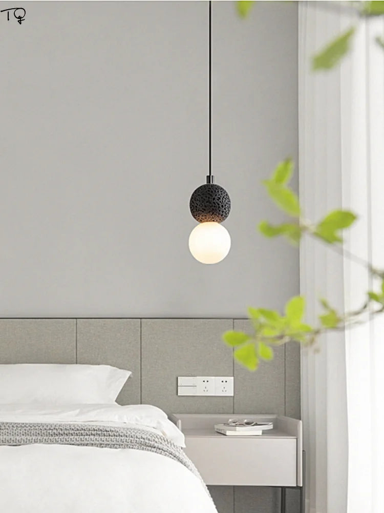 lampe suspendue moderne en pierre à trou noir idéale pour bar ou studio