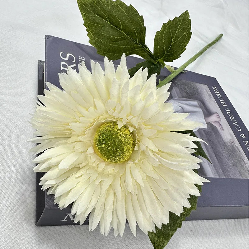 gerbera simple avec feuilles pour décoration de mariage et fête