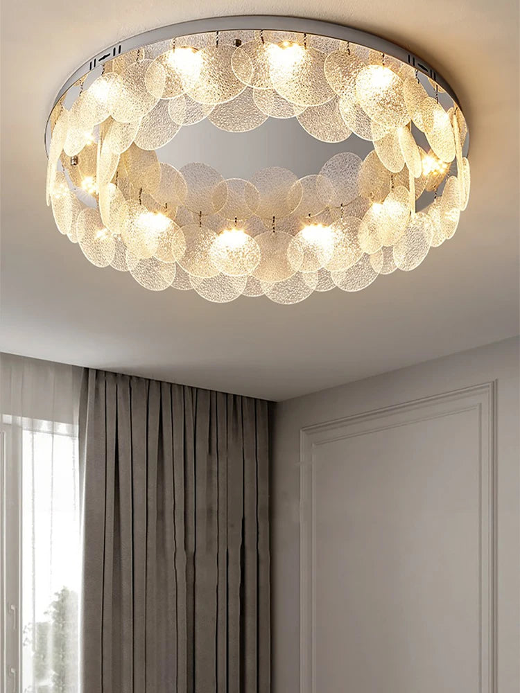 plafonnier rond en verre led luxe moderne