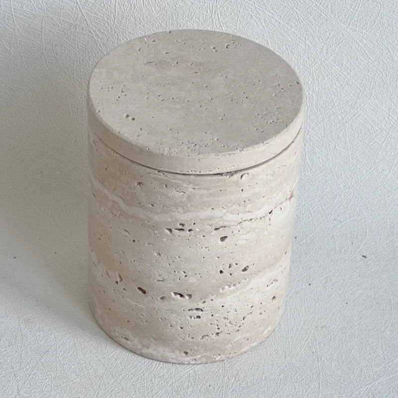 récipient en marbre wabi-sabi avec couvercle et boîte de rangement