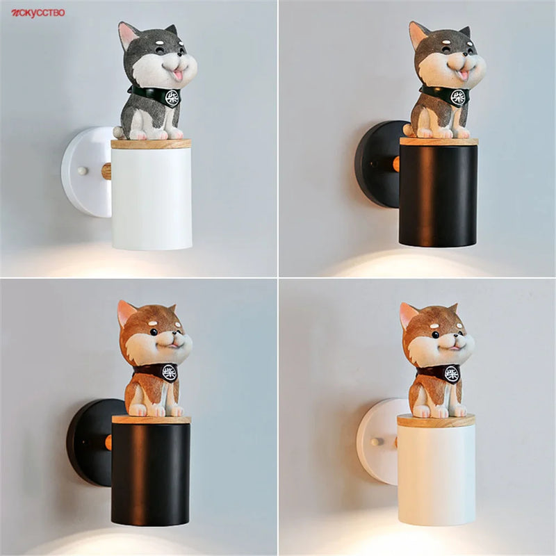 applique murale led créative chat et chien pour enfants