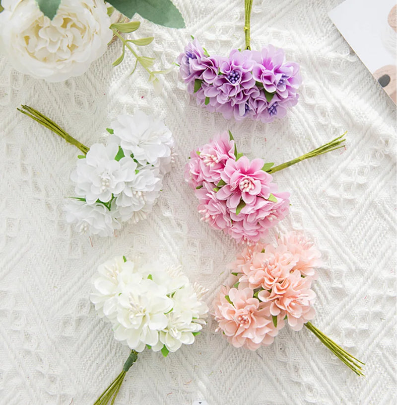 bouquet de mini fleurs d'hortensia artificielles pour décoration et bricolage