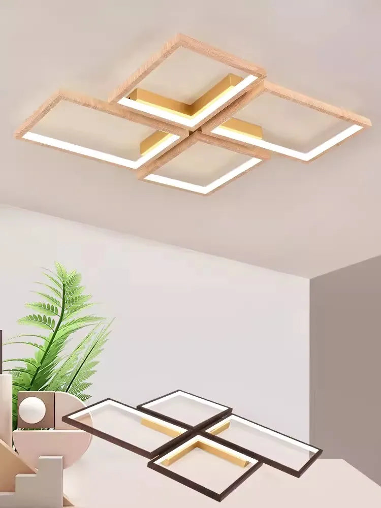 plafonnier led design moderne en métal et bois élégant