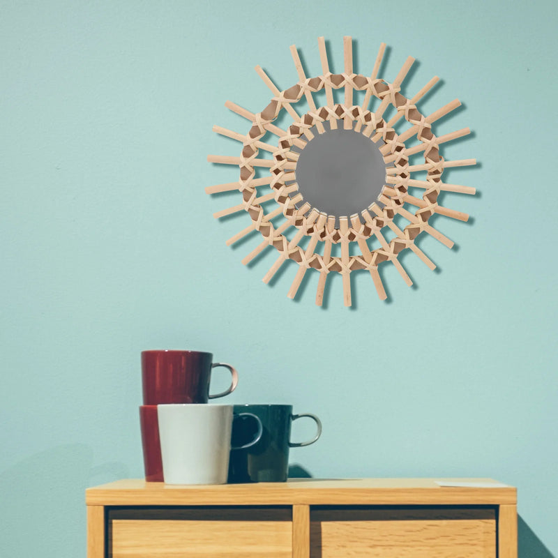 miroir décoratif en rotin tissé pour une touche naturelle