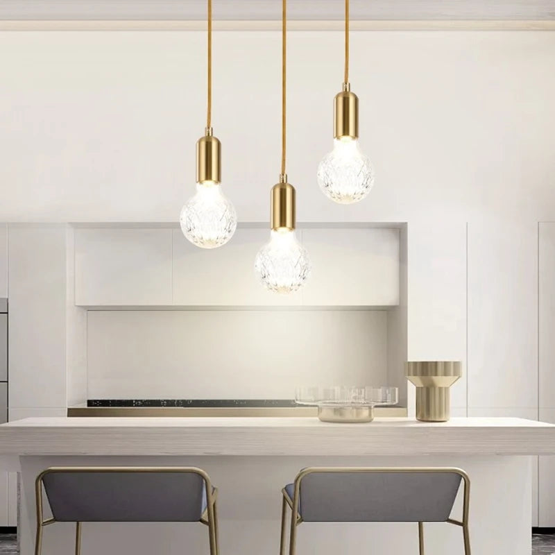 suspension LED en verre de cristal design nordique moderne