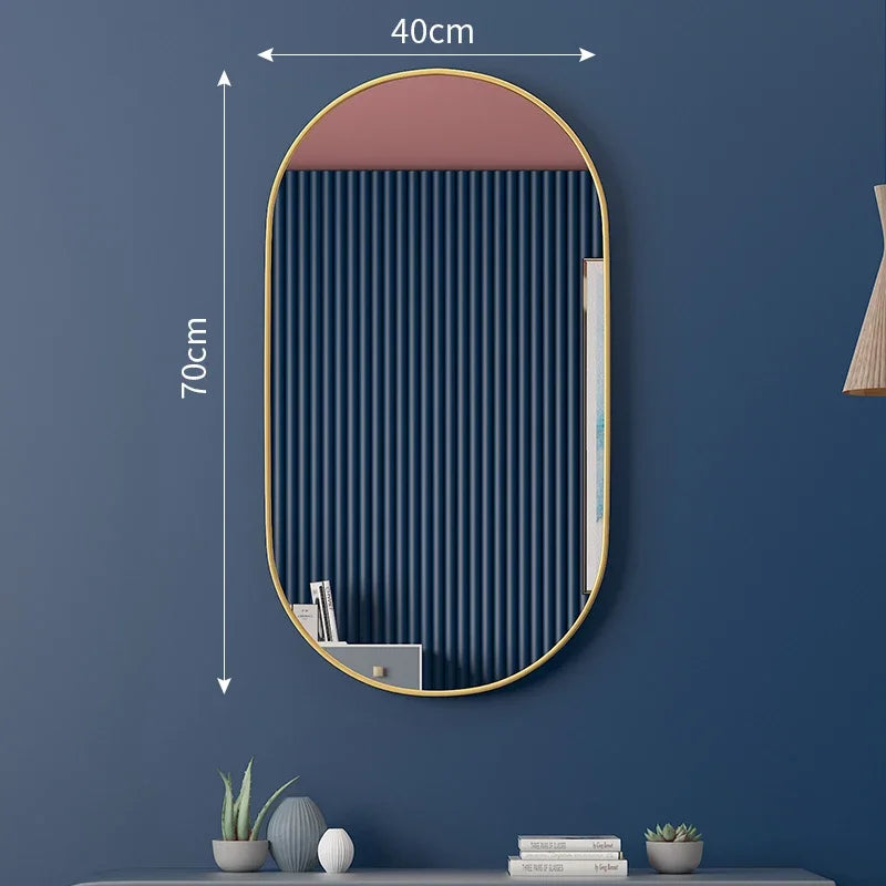 miroir ovale doré mural pour salle de bain et maquillage