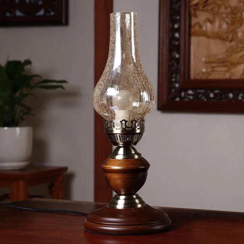 lampe de table vintage en bois style chinois pour décoration