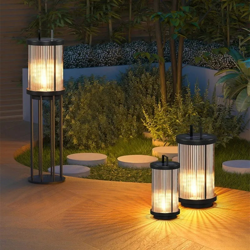 lampadaire solaire extérieur étanche en verre pour jardin