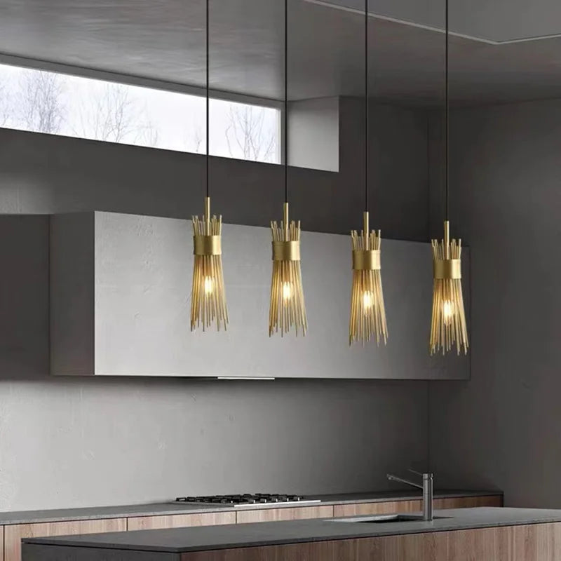 lustre en cuivre plein led créatif suspendu pour décoration maison