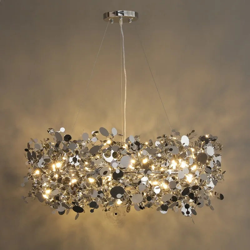 lustre en acier inoxydable post-moderne peu profond luxe