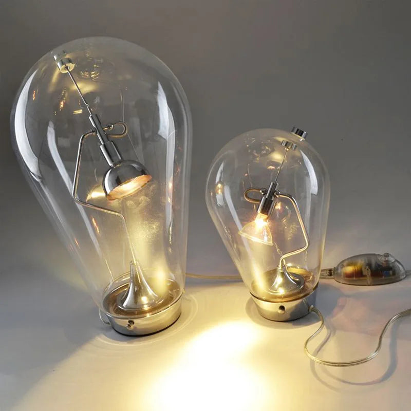 lampe de bureau magnétique moderne en verre transparent réglable