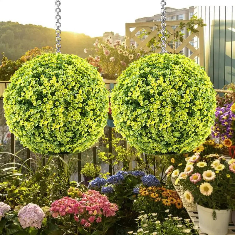 boules de topiaire en gazon artificiel pour décoration extérieure